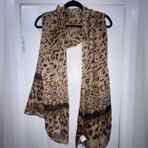 Brown Leopard Print Scarf Shawl